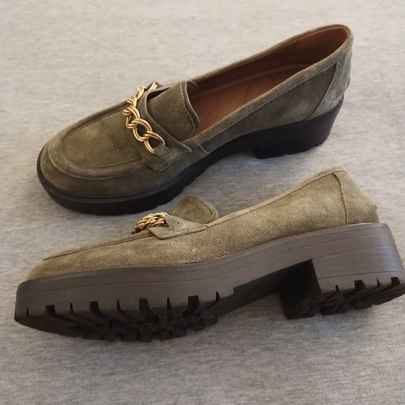 Sam Edelman Women's Taelor Chain Link Olive Suede Lug Sole Loafers Size 8M - Picture 15 of 16